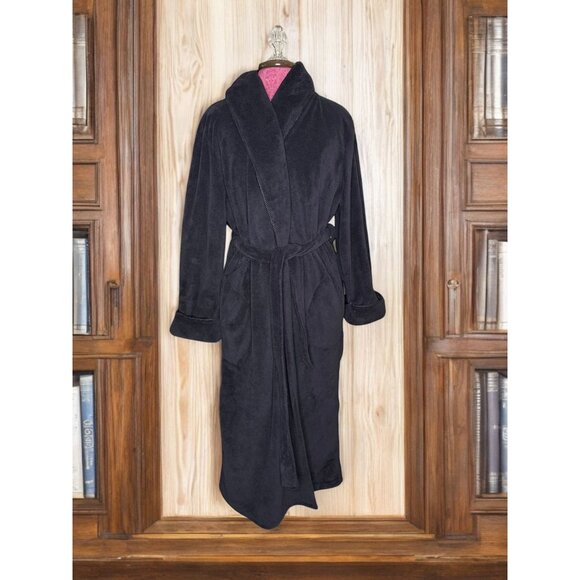 Jasmine Rose Intimates Plush Black Belted Robe - Picture 1 of 11